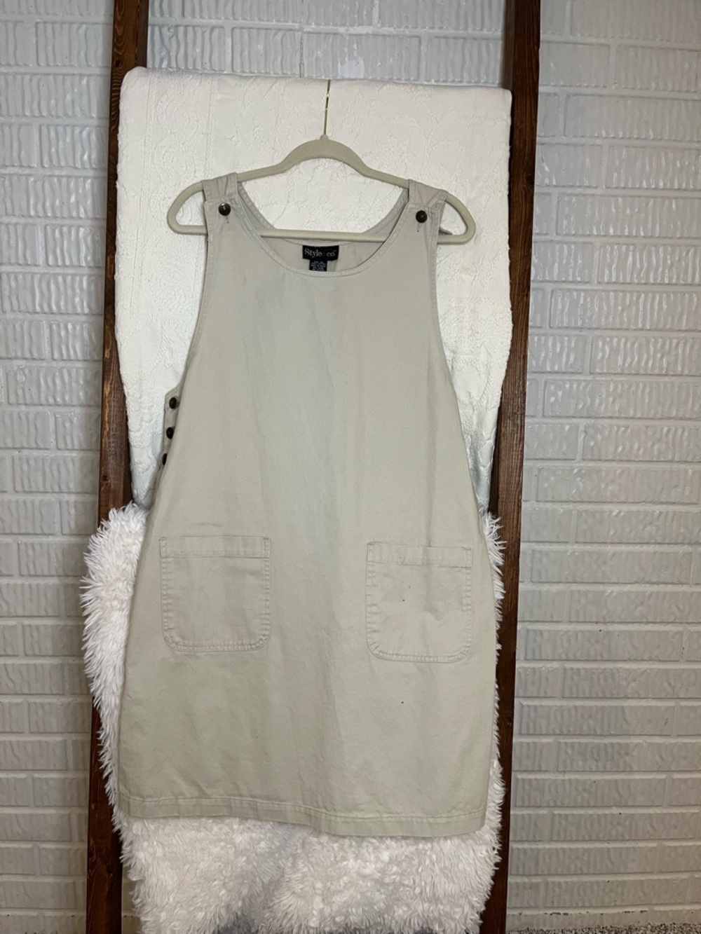 Style & Co. Khaki Pinafore Jumper Dress